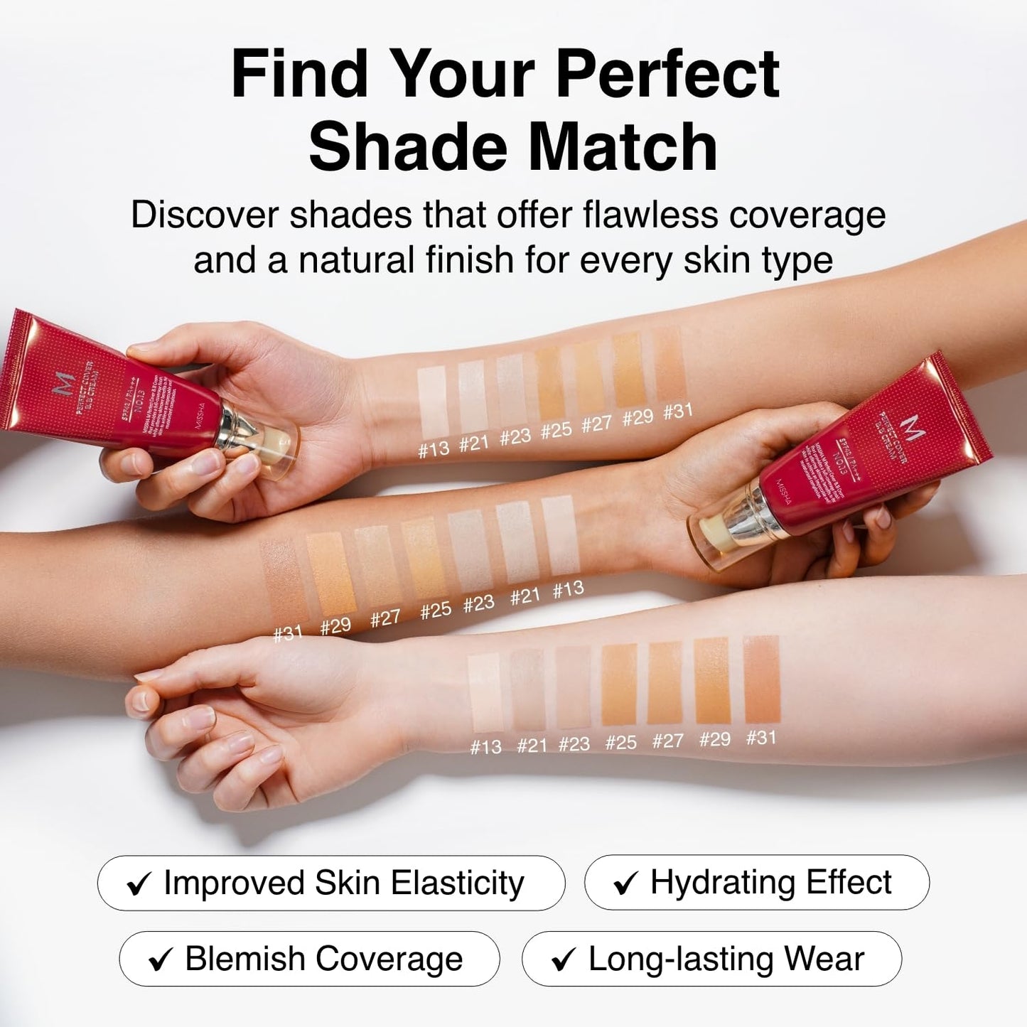 MISSHA BB ESSENTIALS KIT M PERFECT COVER BB CREAM No.21 Light Beige - Light with Cool Undertone/SPF 42 PA+++ 1.69 oz & M BB Boomer 1.35 oz -Lightweight, Multi-Function, High Coverage
