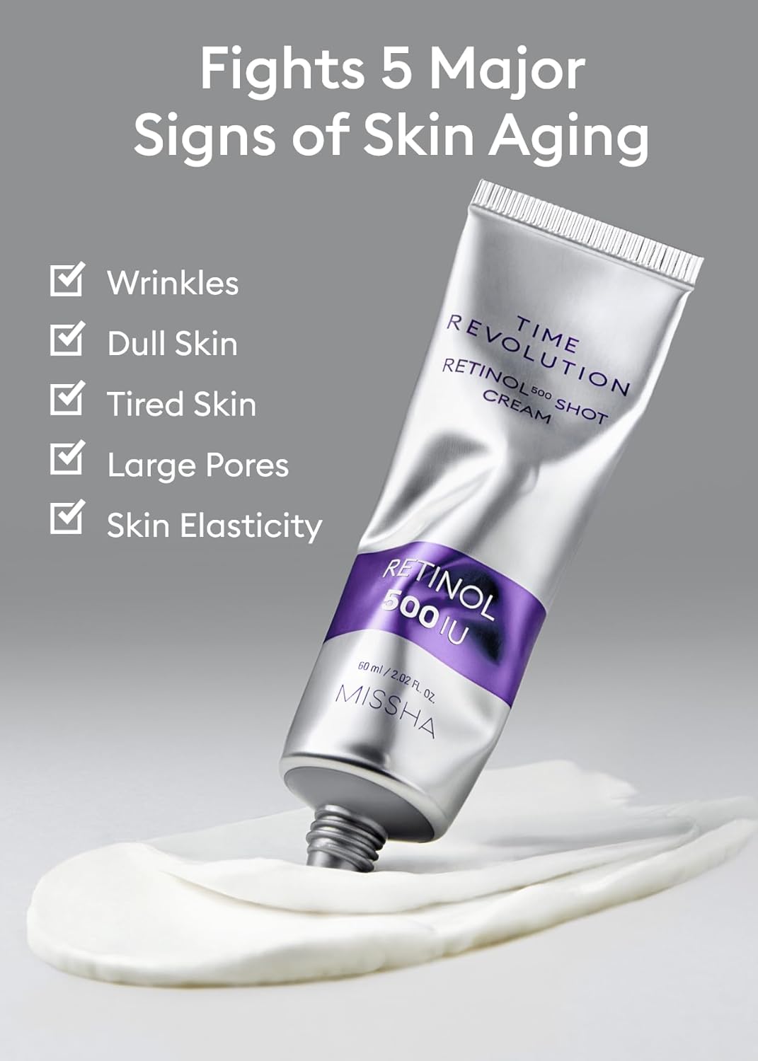 MISSHA Time Revolution Night Repair Retinol Intensive Ampoule + Retinol 500 Shot Cream Bundle – Advanced Korean Skincare Duo for Skin Barrier Strengthening, Improved Elasticity, Overnight Moist