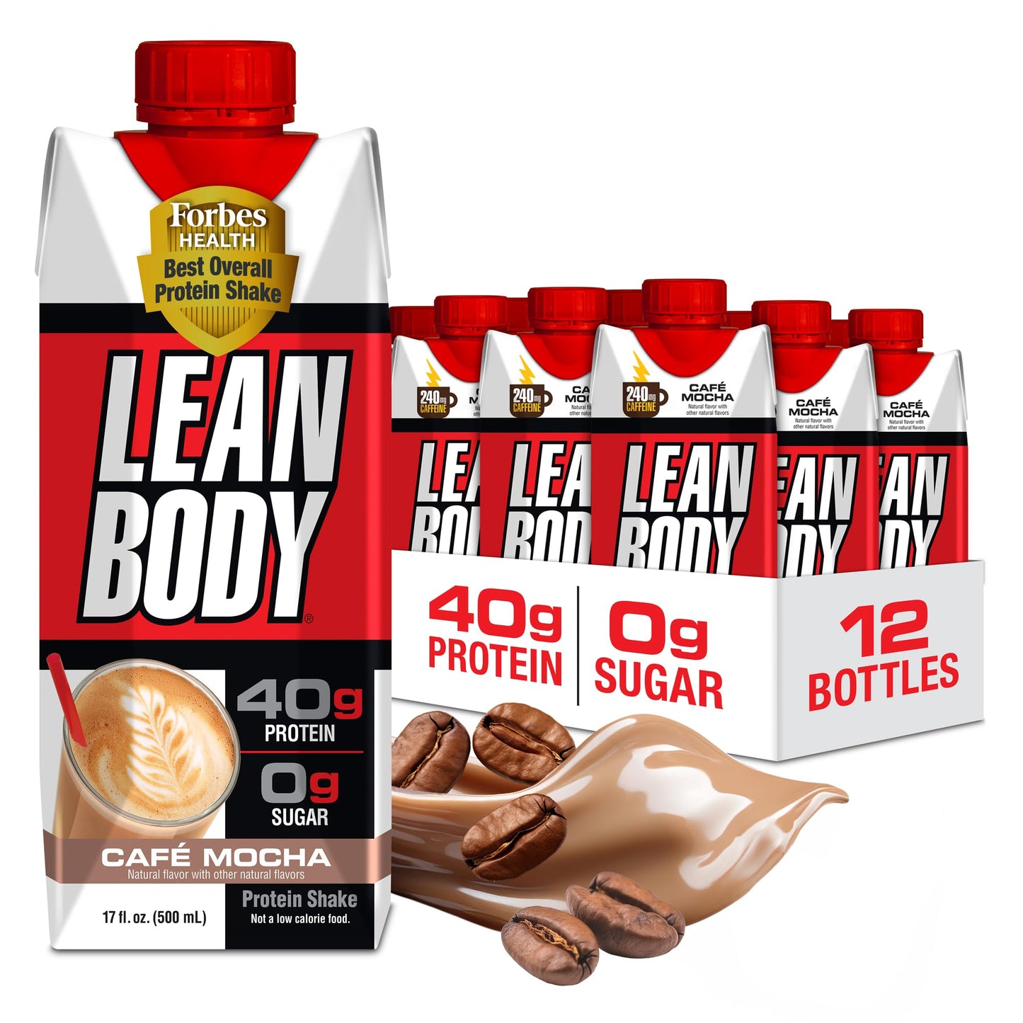 Labrada Lean Body Ready-to-Drink Strawberry Protein Shake, Bottle, 40g Protein, Whey Blend, 0 Sugar, Gluten Free, 22 Vitamins & Minerals, 17 Ounce (Recyclable Carton & Lid - Pack of 12)