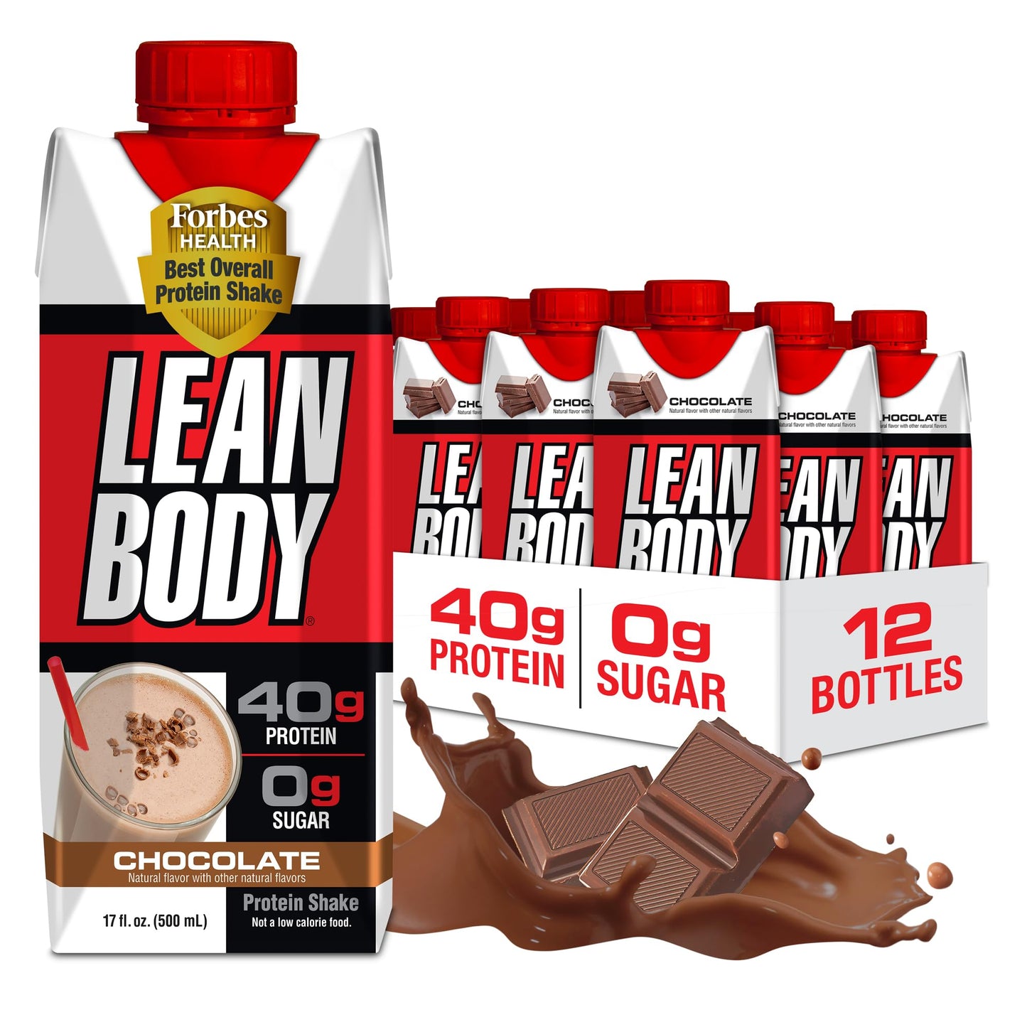 Labrada Lean Body Ready-to-Drink Strawberry Protein Shake, Bottle, 40g Protein, Whey Blend, 0 Sugar, Gluten Free, 22 Vitamins & Minerals, 17 Ounce (Recyclable Carton & Lid - Pack of 12)