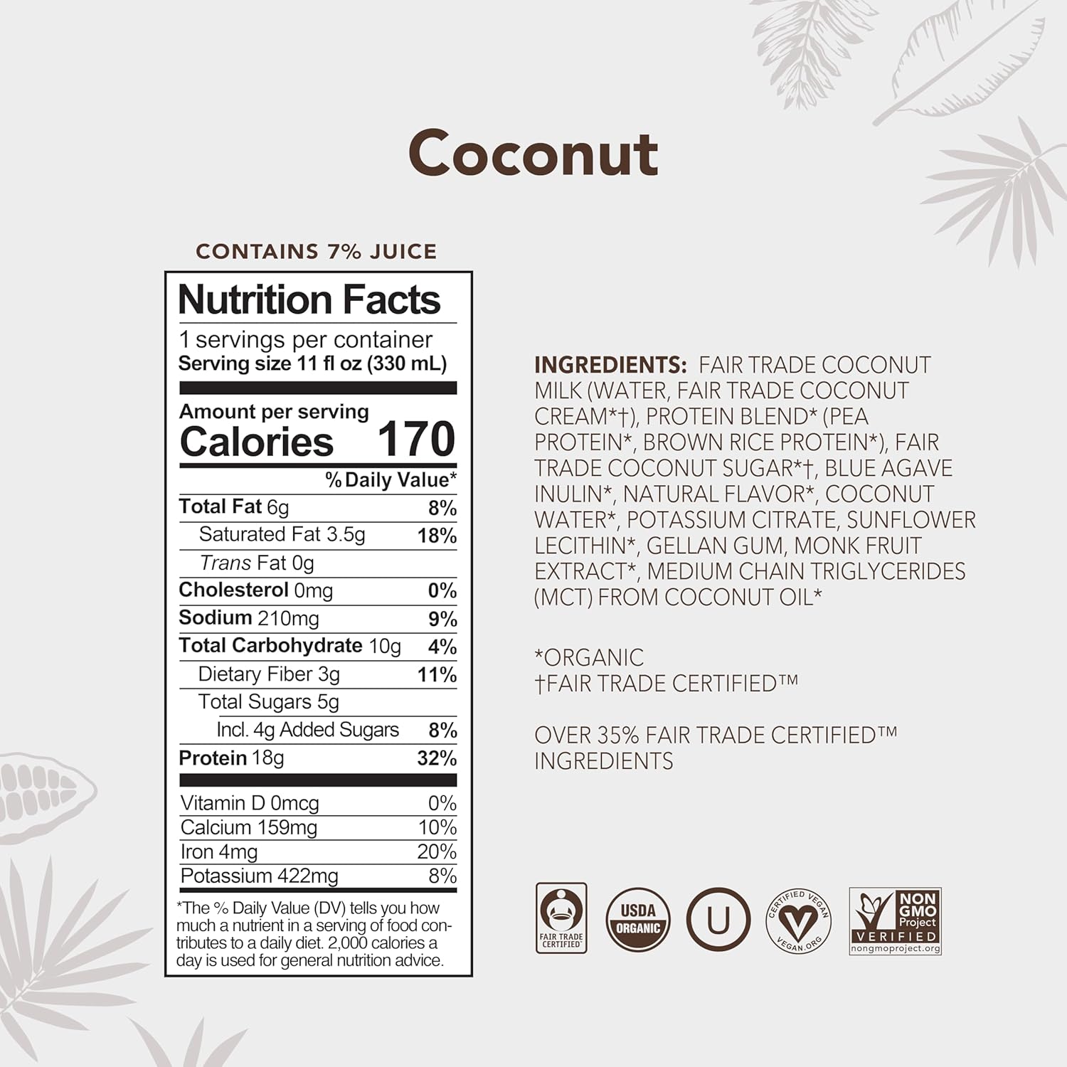 ALOHA Organic Plant-Based Protein Drink – Variety Pack | 18g Protein, 5g Sugar, 3g Fiber | Made with Creamy Coconut Milk, Fair Trade Certified, No Stevia | Vegan, Non-GMO, Gluten-Free, 11 fl oz (12 Pack)