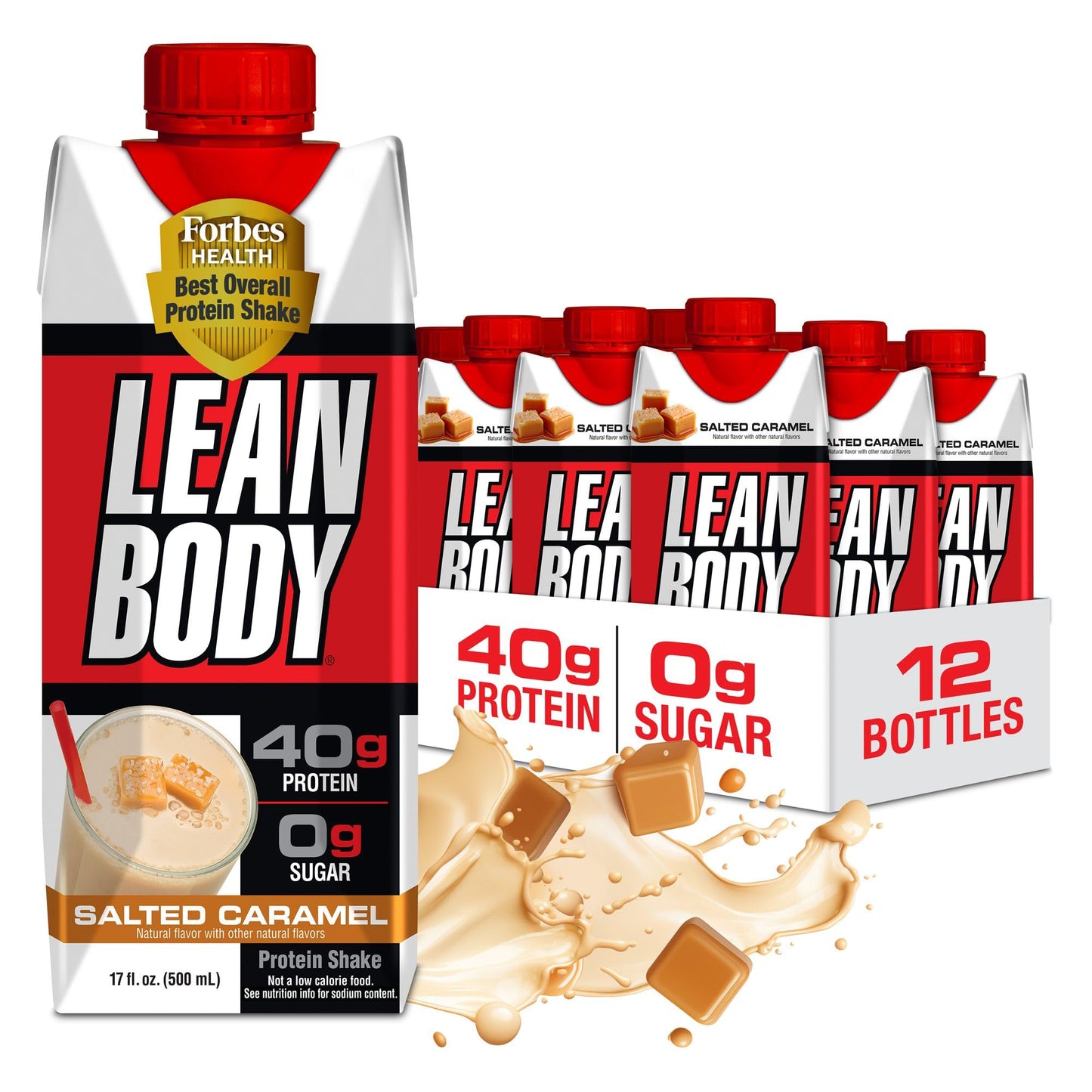 Labrada Lean Body Ready-to-Drink Strawberry Protein Shake, Bottle, 40g Protein, Whey Blend, 0 Sugar, Gluten Free, 22 Vitamins & Minerals, 17 Ounce (Recyclable Carton & Lid - Pack of 12)