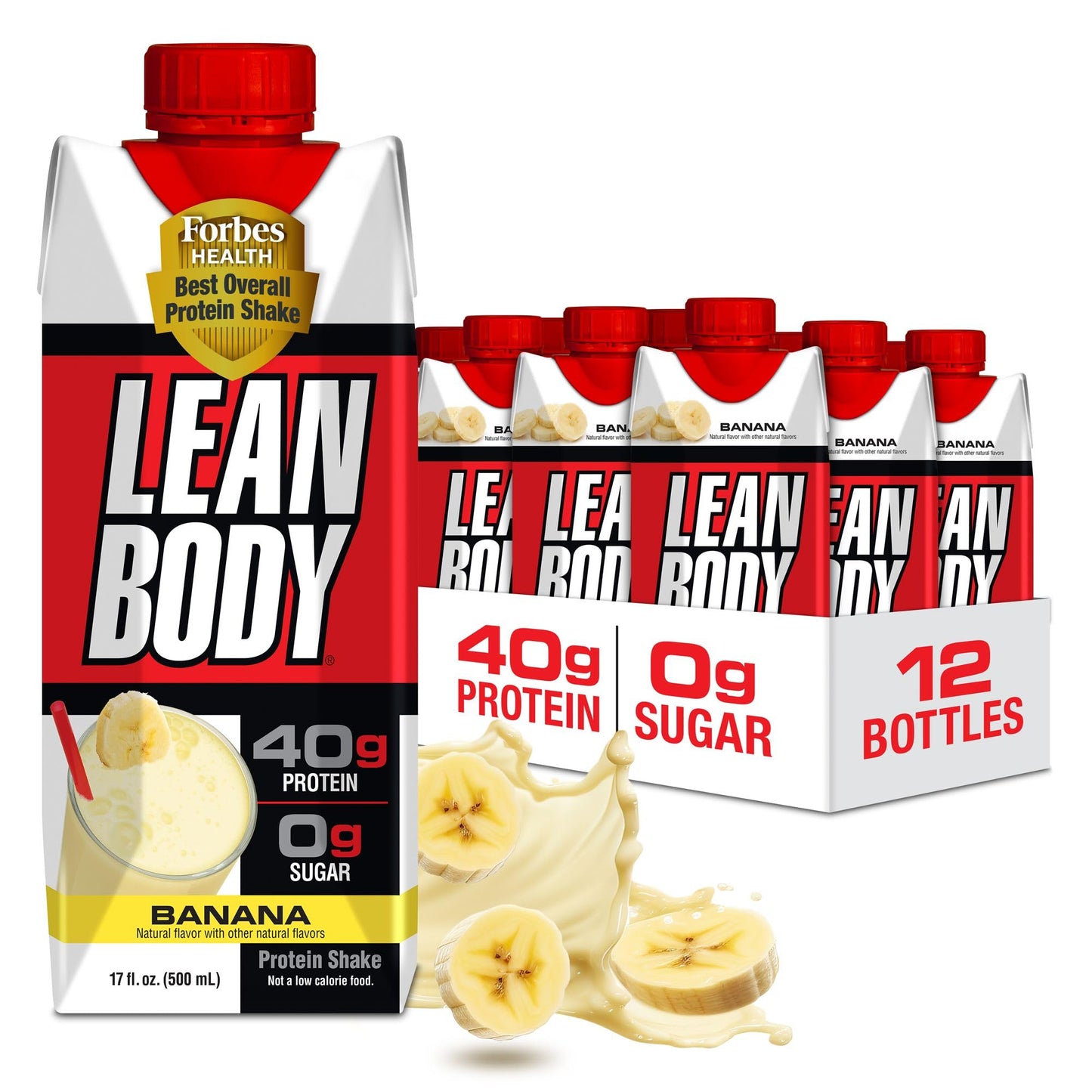 Labrada Lean Body Ready-to-Drink Strawberry Protein Shake, Bottle, 40g Protein, Whey Blend, 0 Sugar, Gluten Free, 22 Vitamins & Minerals, 17 Ounce (Recyclable Carton & Lid - Pack of 12)