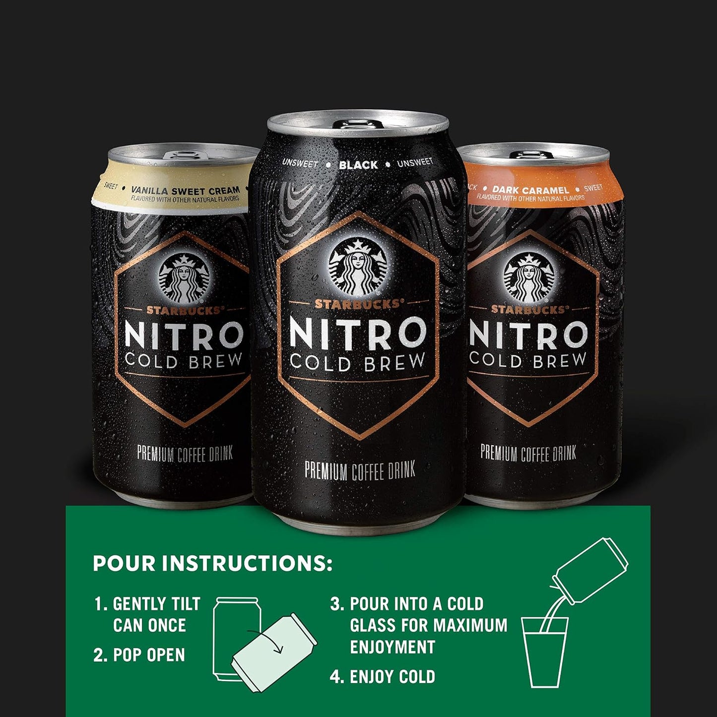 Starbucks Nitro Cold Brew, Vanilla Sweet Cream 9.6 fl oz Can (8 Pack)